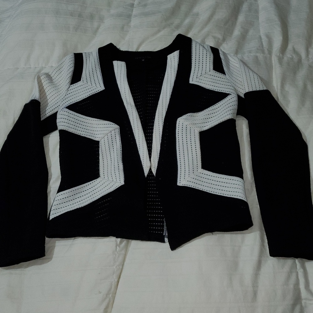 Black and White Color Block Blazer